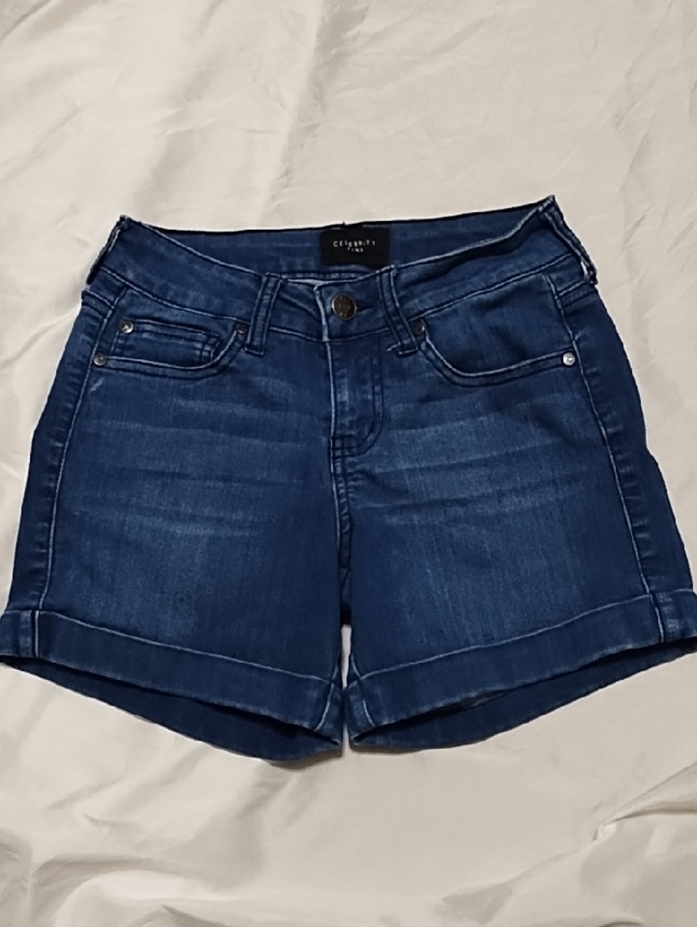 Celebrity Pink Dark Blue Boyfriend Denim Shorts